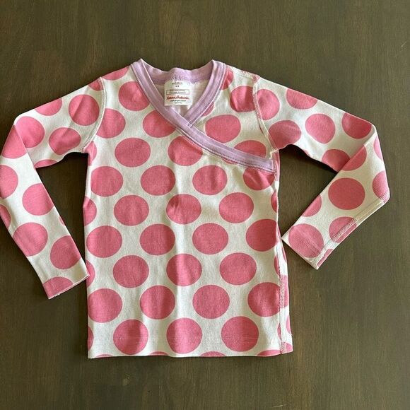 Hanna Andersson size 5 crossover Fresh Pink Long John Pajama TOP ONLY - Picture 1 of 5